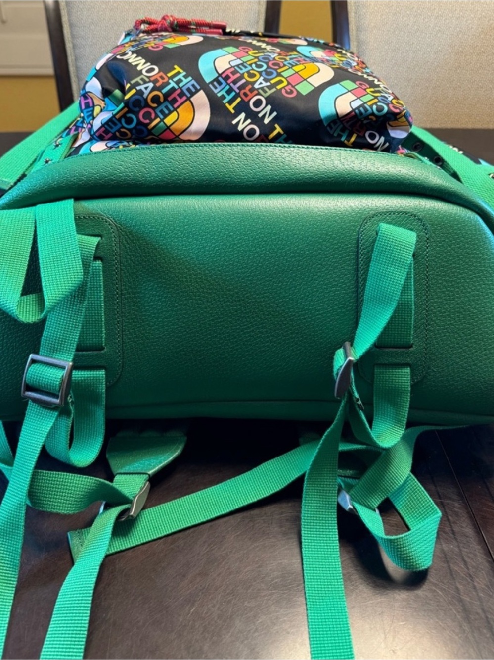 Gucci Multicolor Logo Print Backpack with Green Trim - Picture 13 of 16